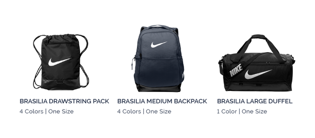 Image of Nike Brasilia Drawstring Pack, Brasilia Medium Backpack, Brasilia Large Duffel designed and curated by Swagger.