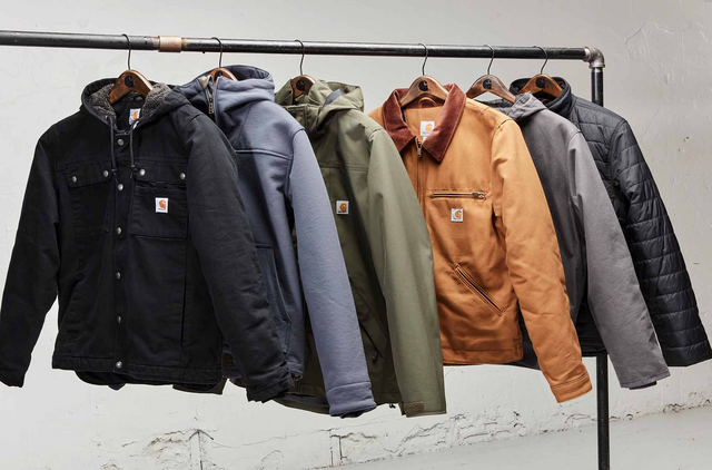 An assortment of Carhartt reworked coats and jackets curated by Swagger