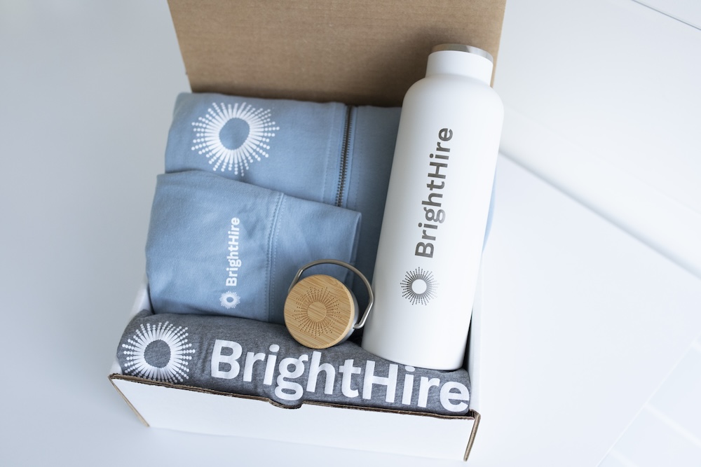 New employee kit for BrightHire curated, kitted, and shipped by Swagger