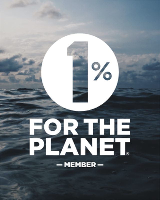 1% for the Planet Member logo over ocean image to show Swagger's commitment to giving back to environmental causes.
