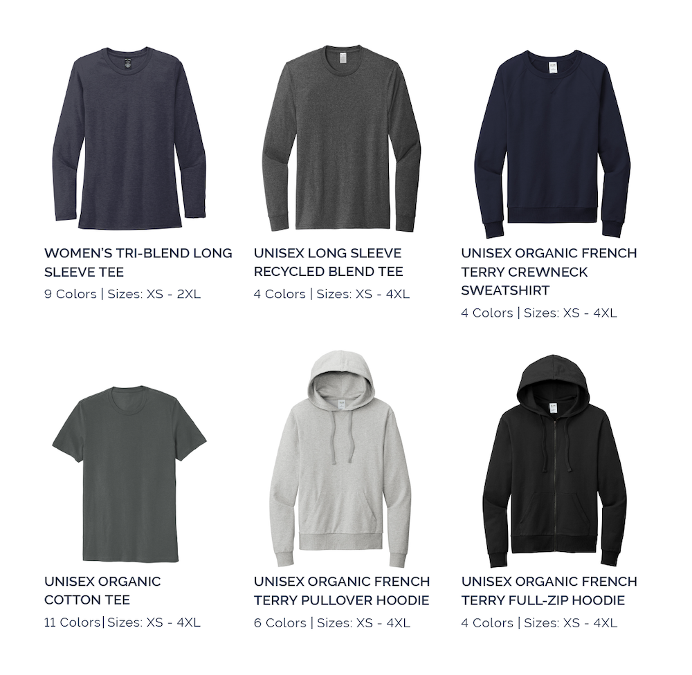 Allmade Women’s Tri-Blend Long Sleeve Tee, Unisex Long Sleeve Recycled Blend Tee, Unisex Organic French Terry Crewneck Sweatshirt, Unisex Organic Cotton Tee, Unisex Organic French Terry Pullover Hoodie, Unisex Organic French Terry Full-zip Hoodie curated by Swagger