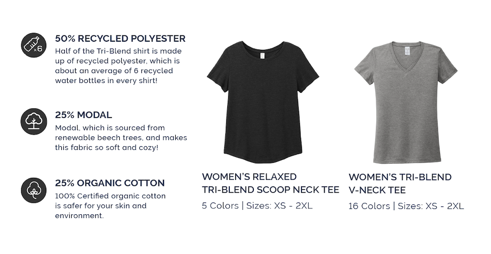 Allmade Women’s Relaxed Tri-Blend Scoop Neck Tee and Women’s Tri-Blend V-Neck Tee curated by Swagger